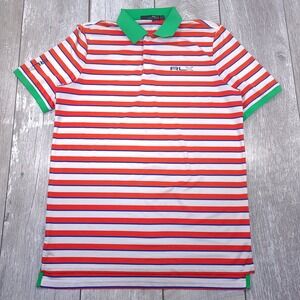 RLX Ralph Lauren Polo Shirt Mens Medium Multi-Color Striped Performance Golf Tee